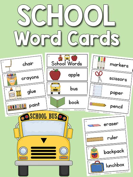 Pictures for the word «card». School Picture-Word Cards - PreKinders