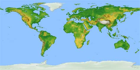 A Map Of The World Showing Land Cover In Green And Brown As Well As