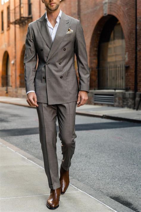 Mens Grey Double Breasted Suit Gentlemans Style Giorgenti Custom