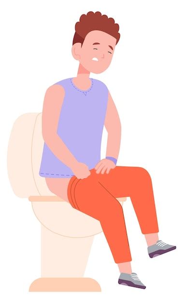 Premium Vector Child Diarrhea Boy Sit In Toilet With Stomach Ache