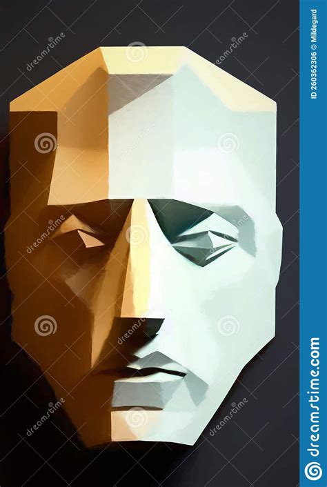 Low Poly Human Head Abstract Digital Art Stock Illustration