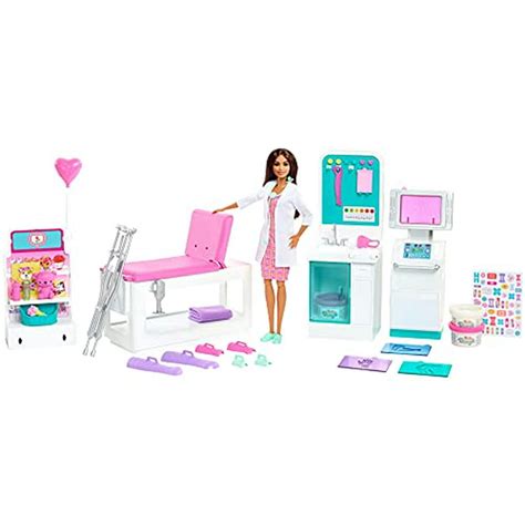 Barbie Fast Cast Clinic Playset Brunette Doctor Doll 12 In 30 Play Pieces 4 Play Areas