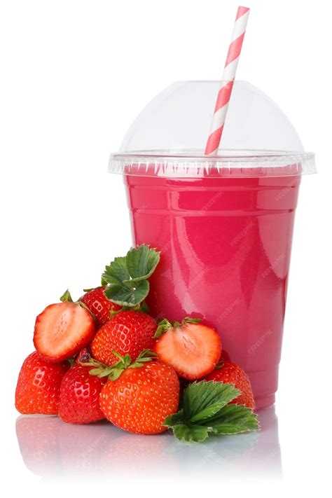 Premium Photo Strawberry Smoothie Fruit Juice Drink Strawberries In A
