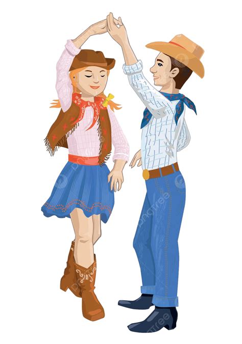 Vector Illustration Of An American Dancing Couple Showcasing Country