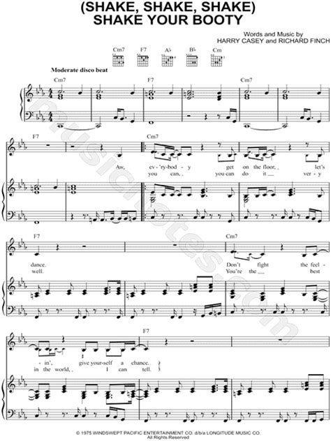 Kc And The Sunshine Band Shake Your Booty Sheet Music In C Minor Transposable Download