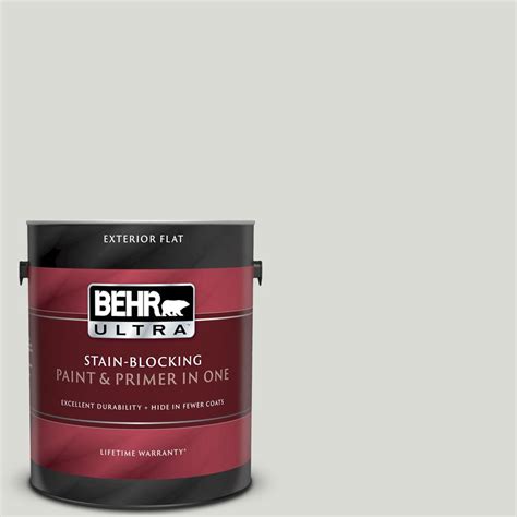 Behr Ultra 1 Gal Bwc 29 Silver Feather Flat Exterior Paint And Primer
