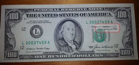 1985 100 One Hundred Dollar Bill Federal Reserve Note L30037459a