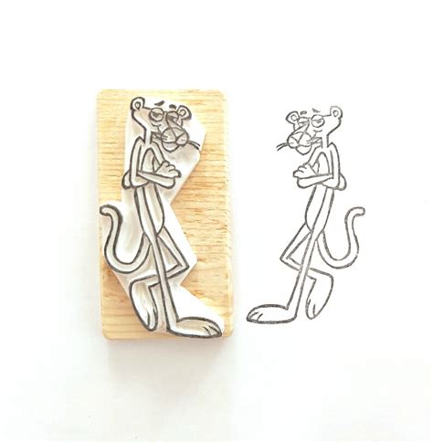 Pink Panther Hand Carved Rubber Stamp Etsy