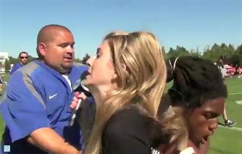 Reporter Amy Campbell Takes Rough Hit By Football Player