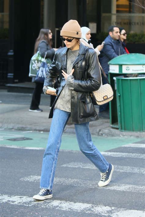 Kaia Gerber Street Style In A Blue Canvas Lace Up Canvas Shoes Out And About In New York Autumn