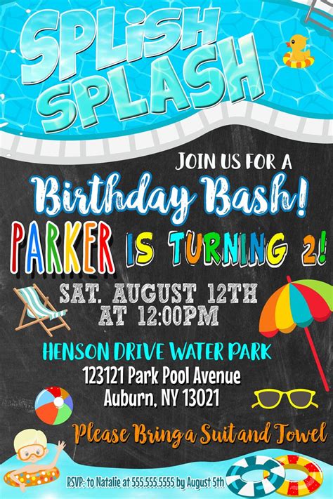splish splash birthday invitation pool party invite pool etsy