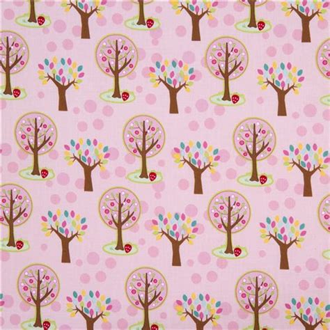 Pink Riley Blake Fabric Pink Trees Strawberry Fabric By Riley Blake