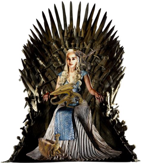 Daenerys on Iron Throne with Dragons PNG by ...
