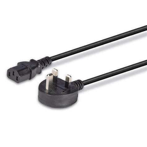 1m Uk 3 Pin Plug To Iec C13 Mains Power Cable Black From Lindy Uk