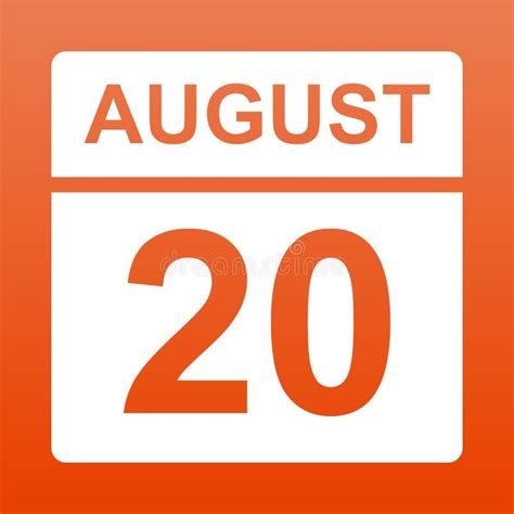 August 20 Calendar Icon Stock Illustration Illustration Of Paper