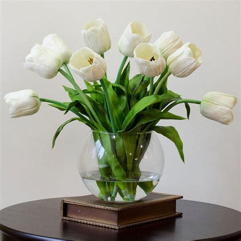 Real Touch White Tulips Arrangement Flovery