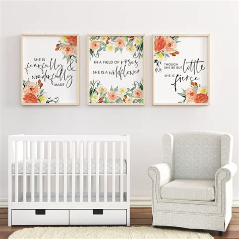 Rustic Watercolour Floral Nursery Print Set Southbound Market