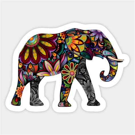 Colorful Elephant In Patterned Design Elephants Sticker Teepublic