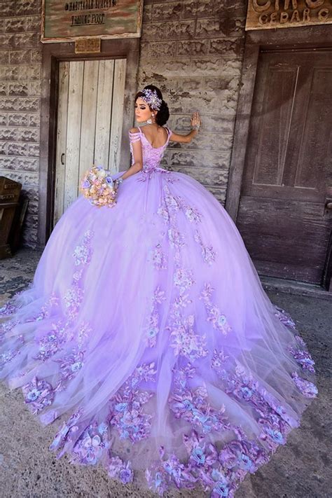 Light Purple Appliques Off The Shoulder Quinceanera Dresses Ball Gown