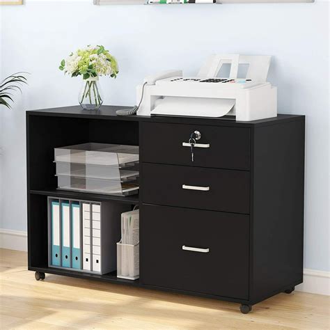 3 Drawer File Cabinet With Lock Mobile Lateral Filing Cabinet Printer
