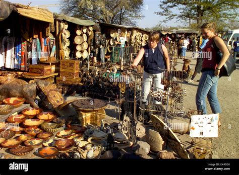 The Craft Market At The Zambian Side Of Victoria Falls Stock Photo Alamy