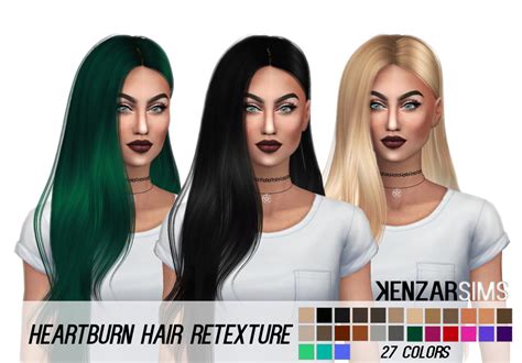 Sims 4 Hairs Kenzar Sims Leahlillith`s Heartburn Hair Retextured