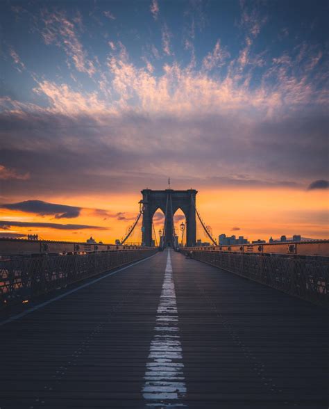 Brooklyn Bridge At Sunset By Mike Meyers Brooklyn Bridge Manhattan