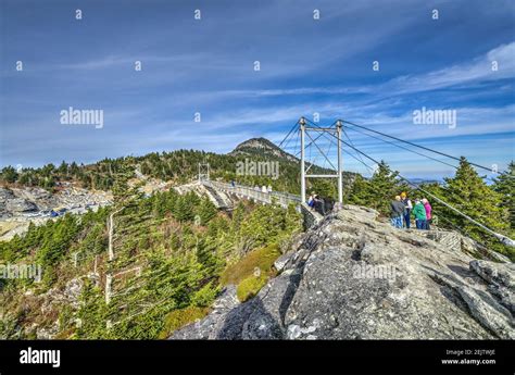 The Mile High Swinging Bridge At Grandfather Mountain In The Blue Ridge Mountains Of North