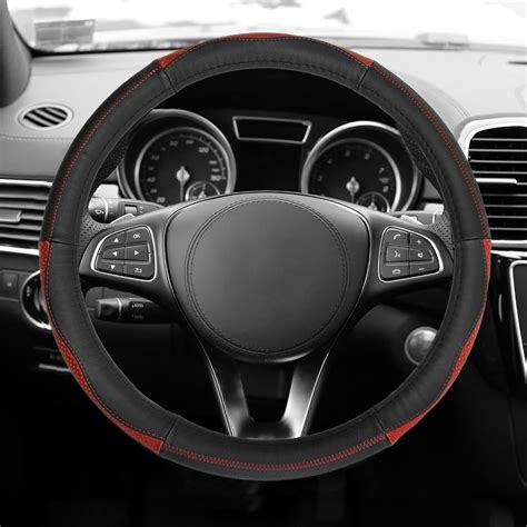 Fh Group Fh2007red Red Sleek And Sporty Leather Steering Wheel Cover