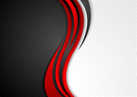 Best Abstract Red Wave Shape With Gray Background Illustrations