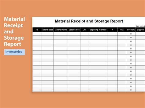 Excel Of Material Receipt And Storage Report Xlsx Wps Free Templates