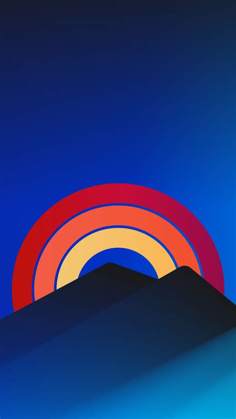 Download Wallpaper 720x1280 Mountain Abstract Rainbow Stripes