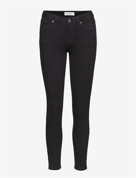 Selected Femme Slfida Mw Skinny Black Jeans U Noos Jeans Shoppa På Booztlet