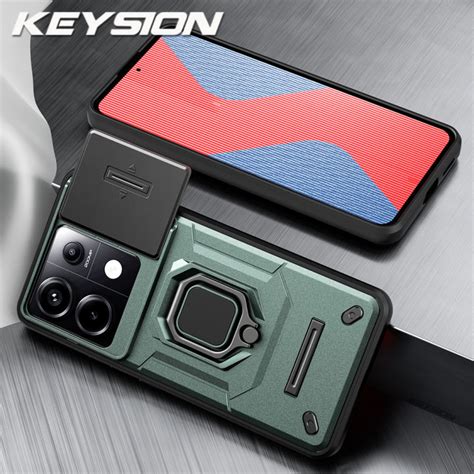Keysion Shockproof Armor Case For Xiaomi Poco X6 Pro M6 Pro Slide Camera Lens Protection Ring