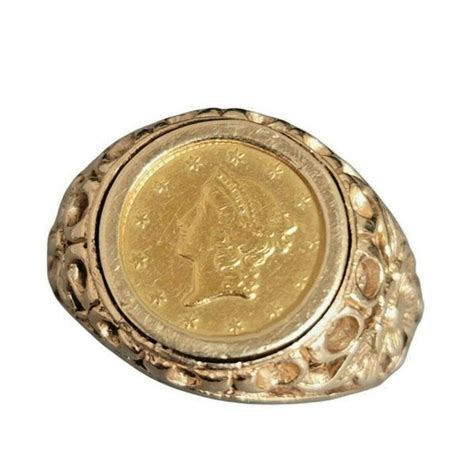 Gold Coin Ring Etsy