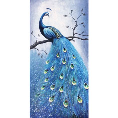 50x90cm Blue Peacock 5d Full Diamond Painting Diy Kwartist