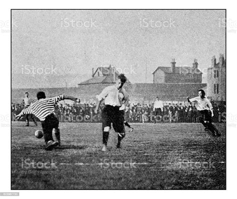 Antique Dotprinted Photograph Of Hobbies And Sports Football Rugby