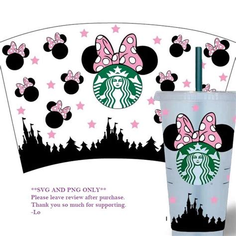 Minnie Mouse Starbucks Wrap Svg And Png Etsy
