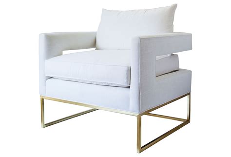 Christopher traditional fabric accent chair. Bevin Accent Chair, Gold/White Linen | One Kings Lane | White accent chair, Accent chairs, Linen ...