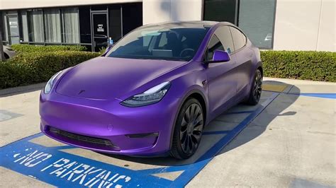 2020 Tesla Model Y With 3m Satin Purple Vinyl Wrap Ceramic Pro