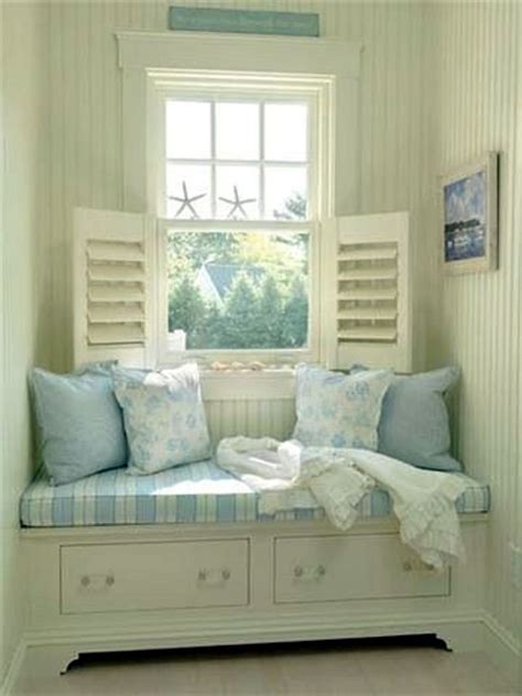 Beach House Reading Nook In Whites And Light Blue Home Decor Coastal