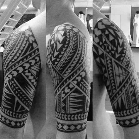 50 Polynesian Half Sleeve Tattoo Designs For Men Tribal Ideas Half