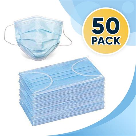 50 Disposable Face Masks 3 Ply Breathable Dust Protection Masks