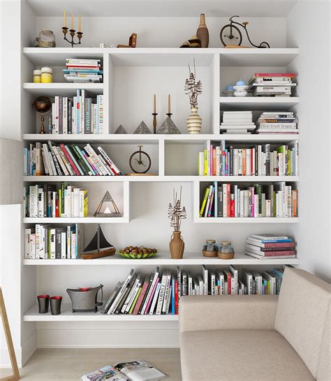 Sleek And Stylish Floating Built In Bookshelves In Hampstead