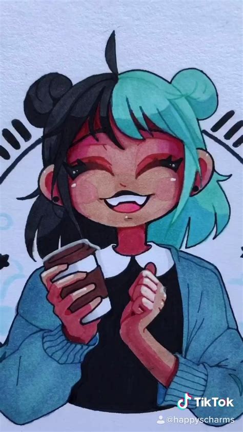 Coffee Girl Art Tik Tok Video Anime Drawings Character Drawing