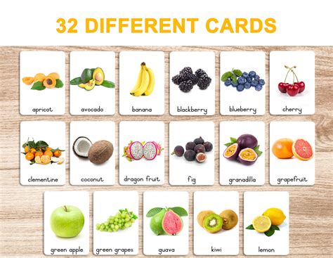 Fruits Printable Flash Cards 3 Part Cards Montessori Cards Bonus Letter