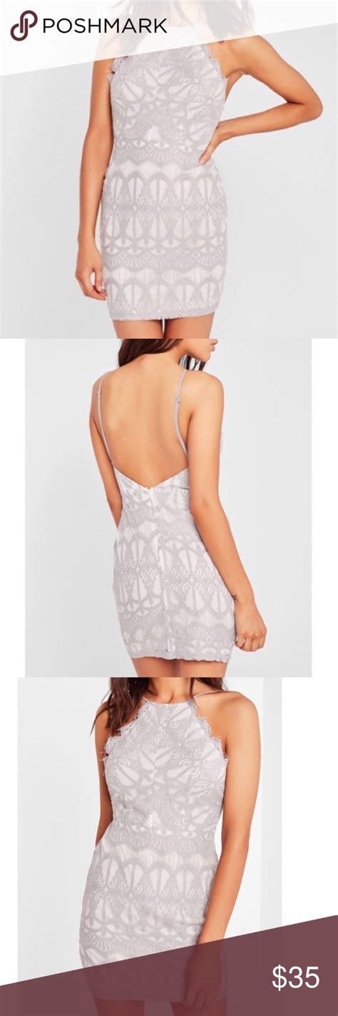Missguided Lace Strappy Bodycon Dress Gray Bodycon Dress Dresses Missguided Dress