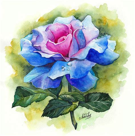Blue Rose By Natalihall Flower Art Painting Rose Painting Acrylic