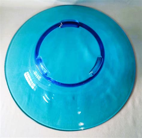 Mcm Vintage Wide Flared Blue Glass Bowl 3 Footed Bowl Wedding Etsy