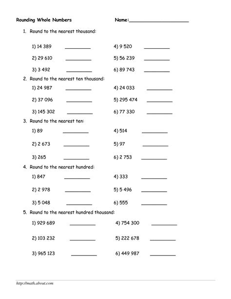 Whole Numbers Worksheets Grade 8